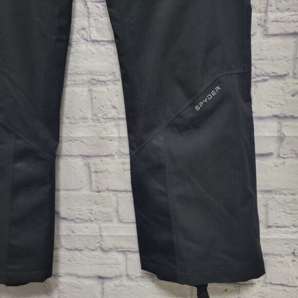 Womens Spyder Insulated Ski Snow Pants Size 8 Black Windbreaker Zip Snap Fly - Picture 9 of 10